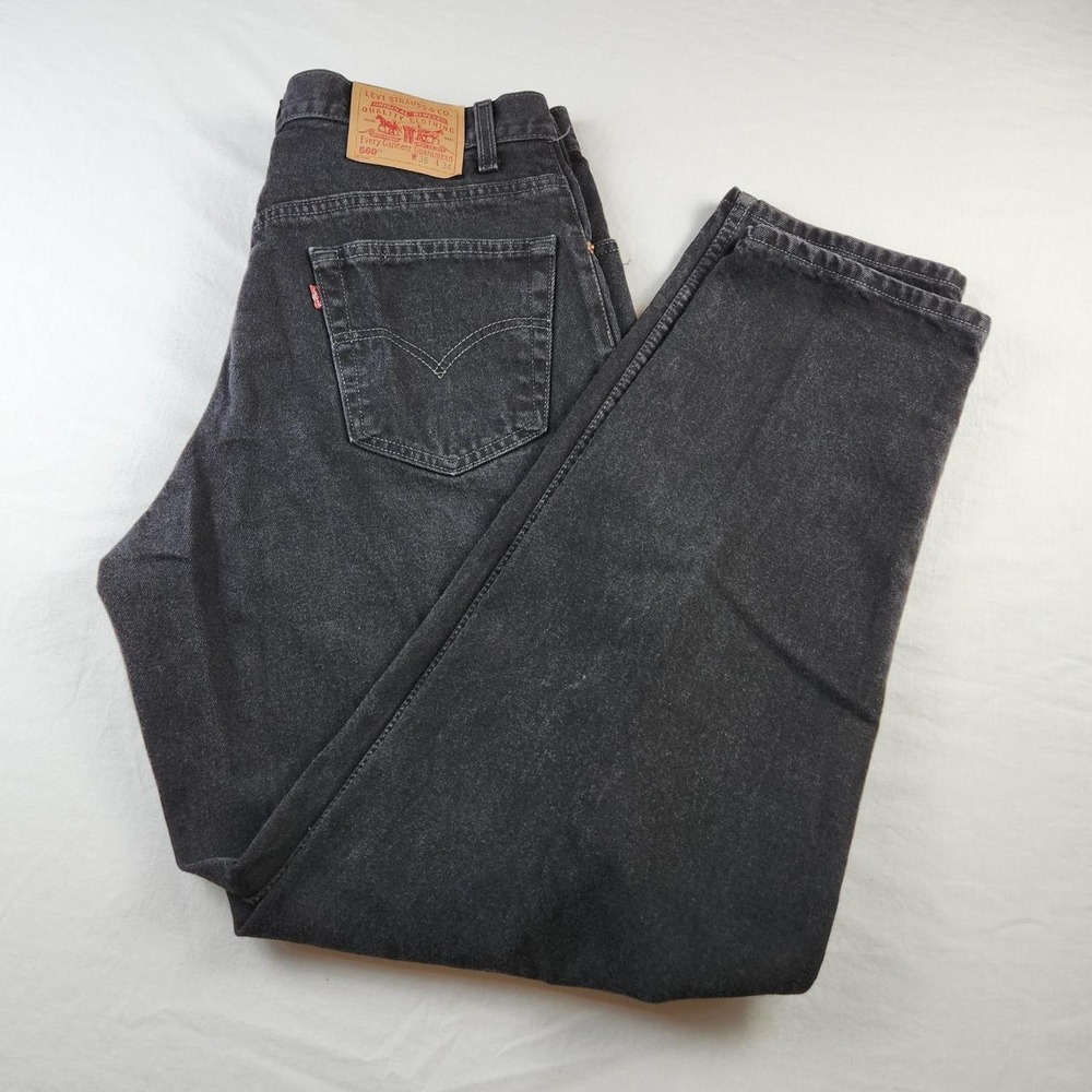 Levis 560 Loose Fit Tapered Leg Vintage Black Denim Jeans Mens 36x34 Made Canada